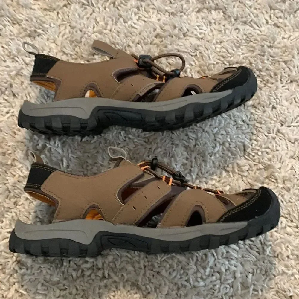 North side EUC brown/orange open back hiking shoes Size 5